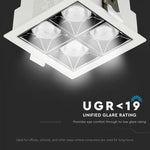 16W(1280Lm) LED infälld reflektorarmatur fyrkantig, justerbar vinkel 36°, V-TAC SAMSUNG, IP20, 5 års garanti, neutralvitt ljus 4000K