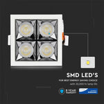 16W (1280Lm) LED infälld reflektorarmatur fyrkantig, justerbar vinkel 36°, V-TAC SAMSUNG, IP20, 5 års garanti, varmvitt ljus 2700K
