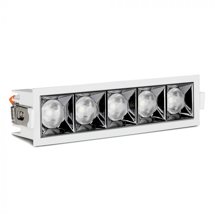 20W(1600Lm) LED iebūvējams reflektora tipa kvadrāta formas gaismeklis, regulējams leņķis 36°, V-TAC SAMSUNG, IP20, garantija 5 gadi, auksti balta gaisma 5700K