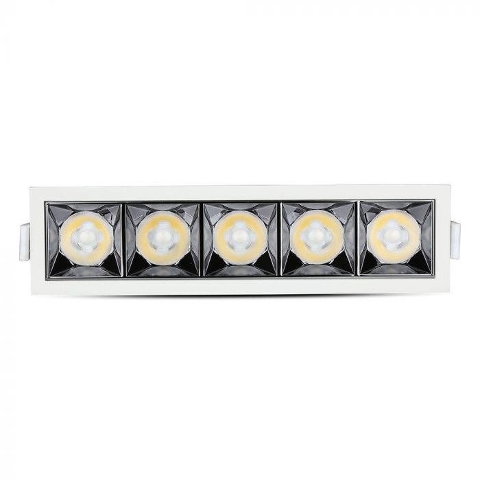 20W(1600Lm) LED infälld reflektorarmatur fyrkantig, justerbar vinkel 36°, V-TAC SAMSUNG, IP20, 5 års garanti, neutralvitt ljus 4000K