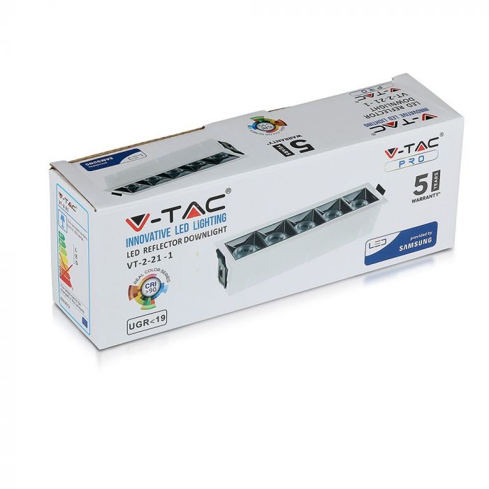 20W(1600Lm) LED infälld reflektorarmatur fyrkantig, justerbar vinkel 36°, V-TAC SAMSUNG, IP20, 5 års garanti, neutralvitt ljus 4000K