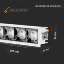 20W(1600Lm) LED iebūvējams reflektora tipa kvadrāta formas gaismeklis, regulējams leņķis 36°, V-TAC SAMSUNG, IP20, garantija 5 gadi, neitrāli balta gaisma 4000K