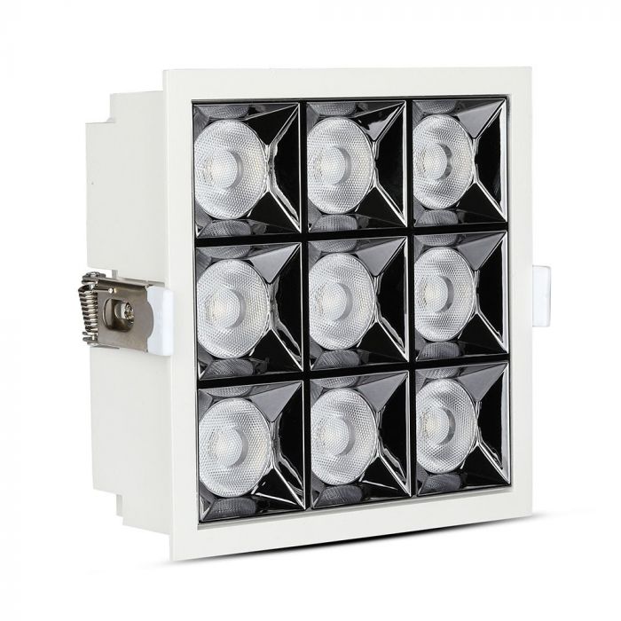 36W(2800Lm) LED iebūvējams reflektora tipa kvadrāta formas gaismeklis, regulējams leņķis 36°, V-TAC SAMSUNG, IP20, garantija 5 gadi, silti balta gaisma 2700K