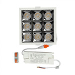 36W(2800Lm) LED infälld reflektorarmatur fyrkantig, justerbar vinkel 36°, V-TAC SAMSUNG, IP20, 5 års garanti, varmvitt ljus 2700K