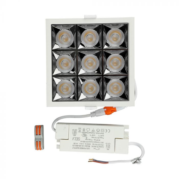 36W(2800Lm) LED infälld reflektorarmatur fyrkantig, justerbar vinkel 36°, V-TAC SAMSUNG, IP20, 5 års garanti, varmvitt ljus 2700K
