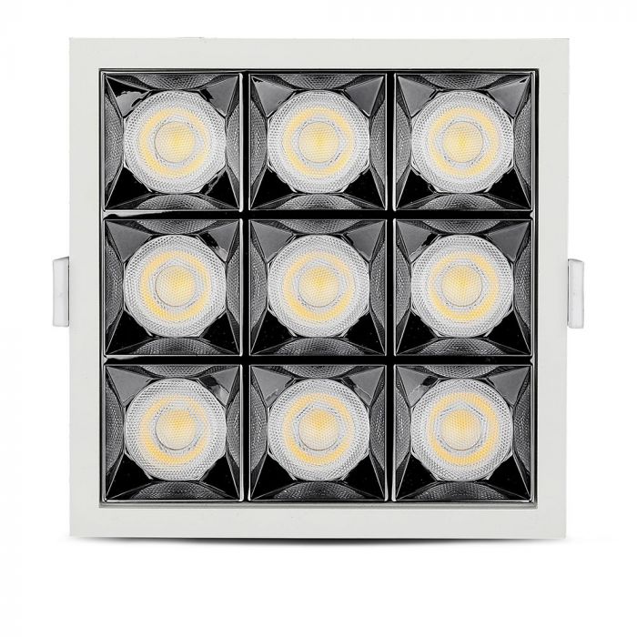 36W(2800Lm) LED iebūvējams reflektora tipa kvadrāta formas gaismeklis, regulējams leņķis 36°, V-TAC SAMSUNG, IP20, garantija 5 gadi, silti balta gaisma 2700K