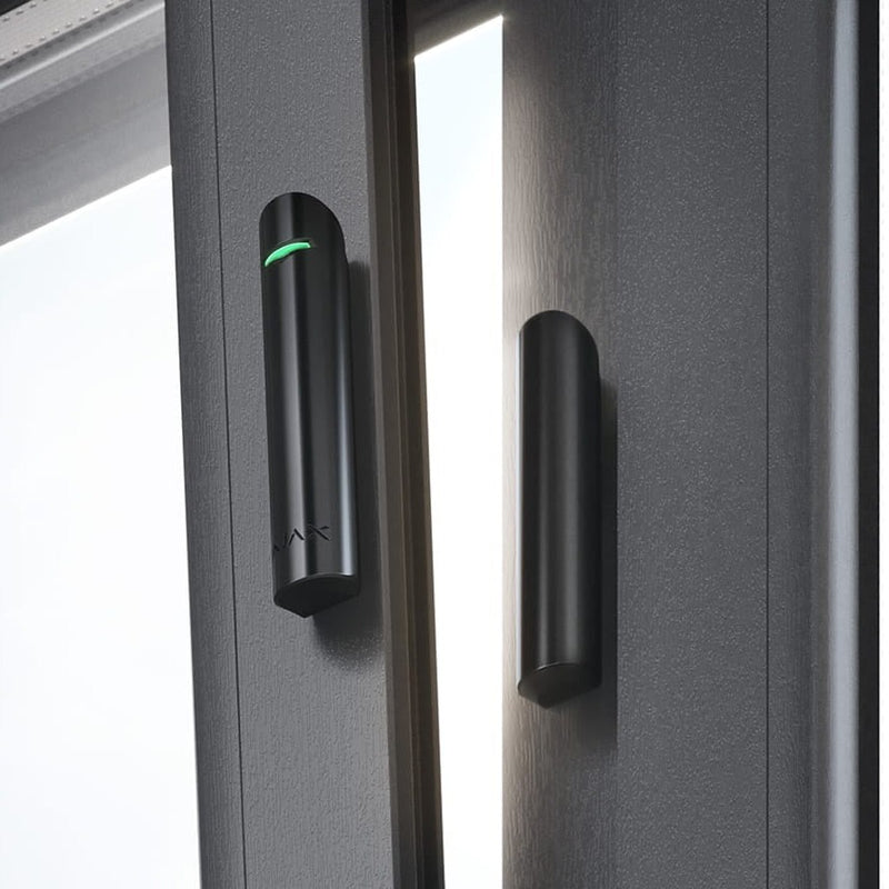AJAX Wireless security door contact DoorProtect Plus with impact and location change sensor. Black color