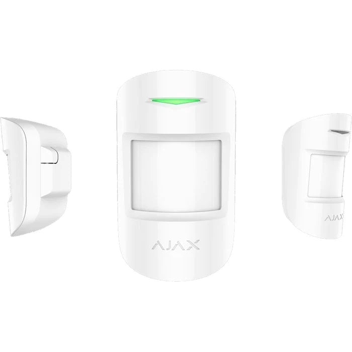 AJAX Bezvadu drošības kustības detektors MotionProtect Plus Baltā krāsā ar mikroviļņu sensoru, kas palīdz izvairīties no viltus trauksmēm