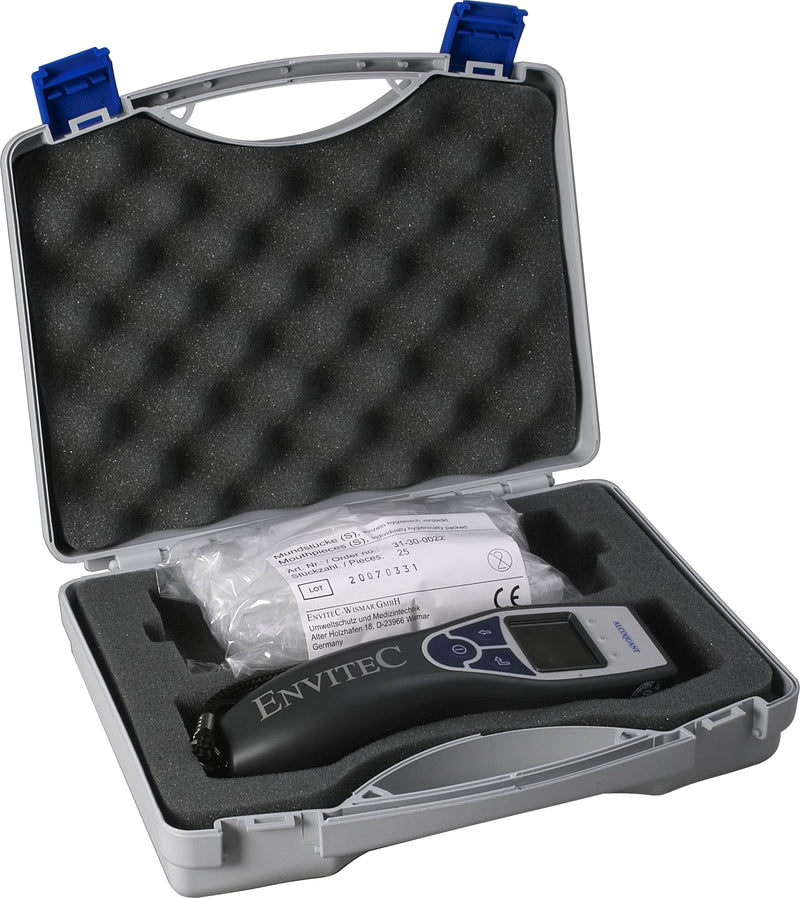 Professional breathalyzer AlcoQuant 6020 Plus with electrochemical sensor, complete with 25 mouthpieces, hard plastic case (used by the Latvian Road Police, municipal police, etc.), with legal certificate, memory 10,000 readings