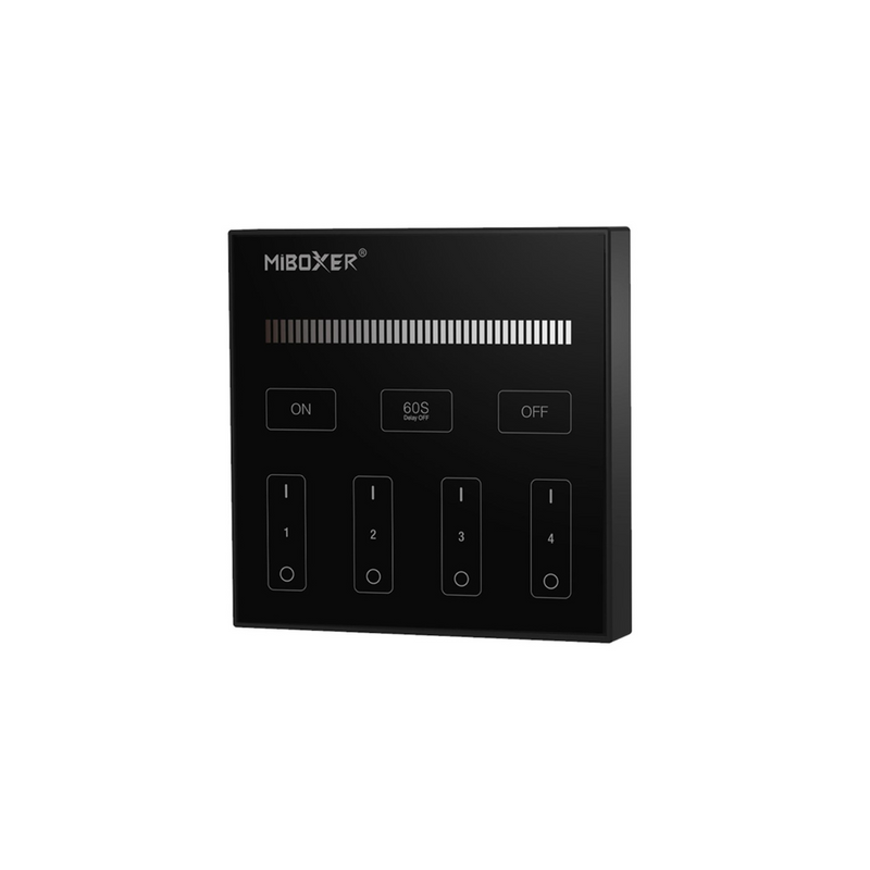 Mi-Light dimmer, 4 zones, touch-sensitive, 2.4GHz/3V (2xAAA), wireless, range 30m, 60s OFF, black