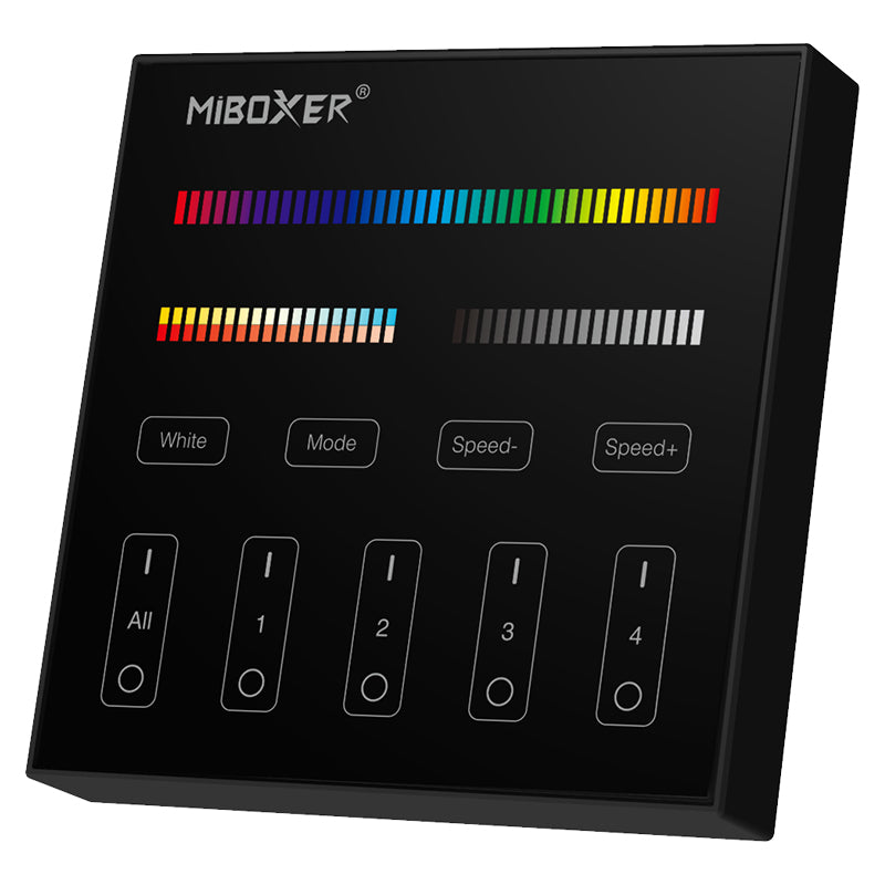 Mi-Light dimmeris, melns RGB+CCT, 4 zonu, skārienjūtīgs, 2.4G/3V (2xAAA), bezvadu, 30 m diapazons