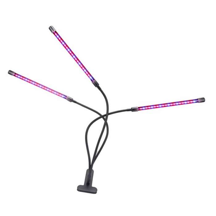 18W Augu audzēšanas galda lampa ar klipsi, 3 gaismekļiem, taimeri un dimmeri, IP20, 21 zilas un 39 sarkanas diodes