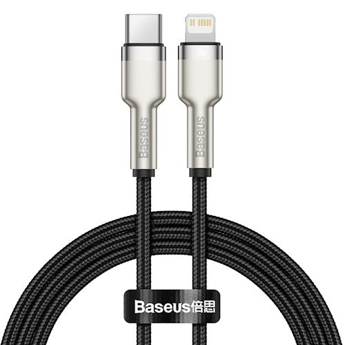 Baseus kabelis Cafule Metal PD USB-C - Lightning 1,0 m melns 20W