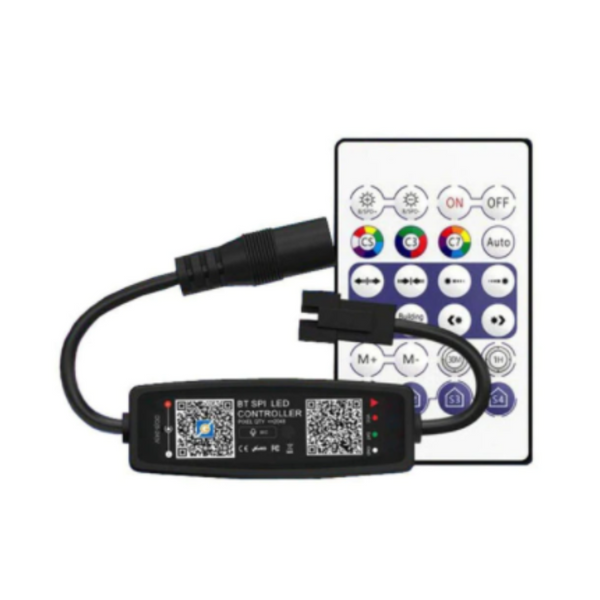 WS2812B LED kontroller Bluetooth funktsiooniga, kaugjuhtimispult, muusikafunktsioon, sisseehitatud mikrofon, 5-24V