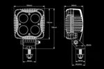 40W(4800Lm) LED CREE work light, CISPR25 class 3, IP68, cold white light 6000K, 105/138/64 mm