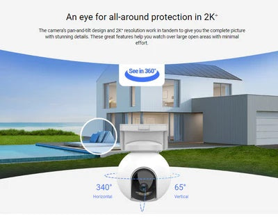 Wireless moving video surveillance camera 2K+ with built-in battery, built-in memory 32GB and the possibility of connecting a solar panel. 360° viewing angle. Colorful night vision, compatible with smart devices. Ezviz