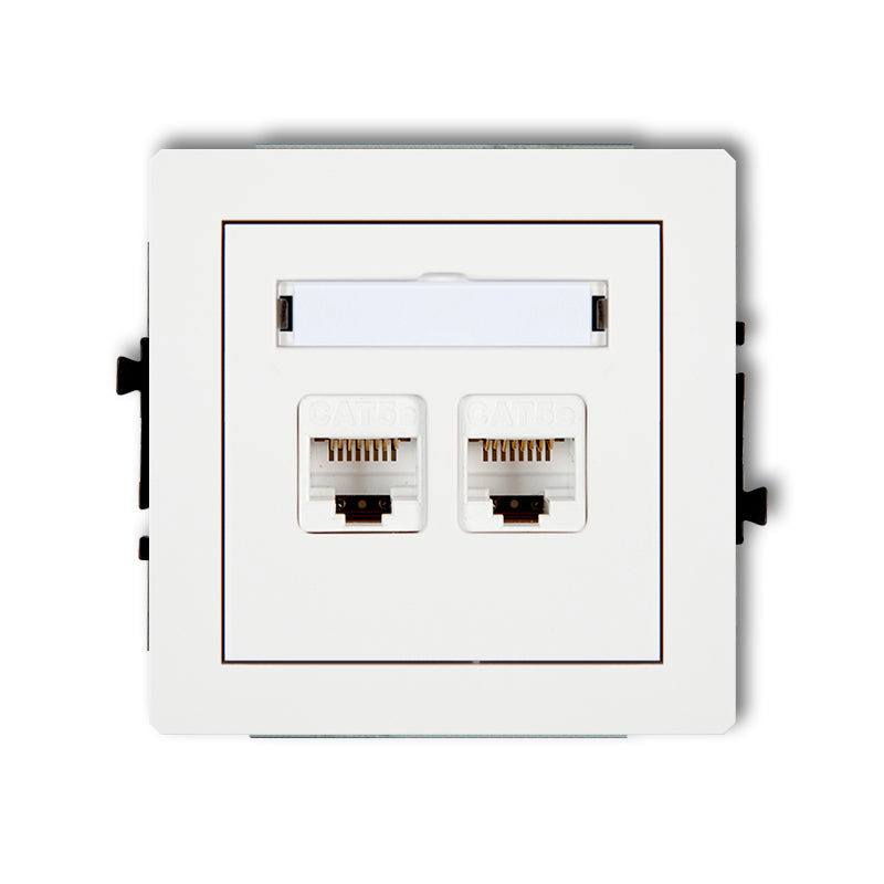 2-pin computer socket mechanism 2xRJ45, cat.5e, 8-pin DECO, z/a, white