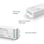 MINI Mi-Light controller, RGB+CCT 2,4GHz, radiostyrning, dimbar, max. 20A, 1 kanal max. 10A