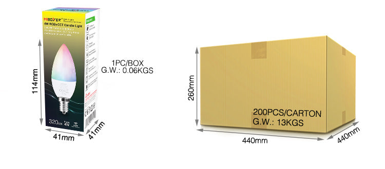 E14 4W (320Lm) LED Bulb RGB+CCT, 2.4GHz