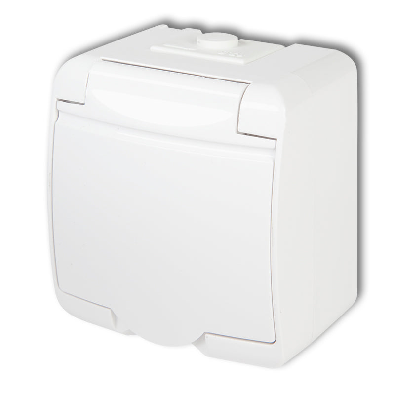 1-vietīga kontaktligzda ar iezemējumu SCHUKO 2P+Z (balta atloka; bez slēģiem)