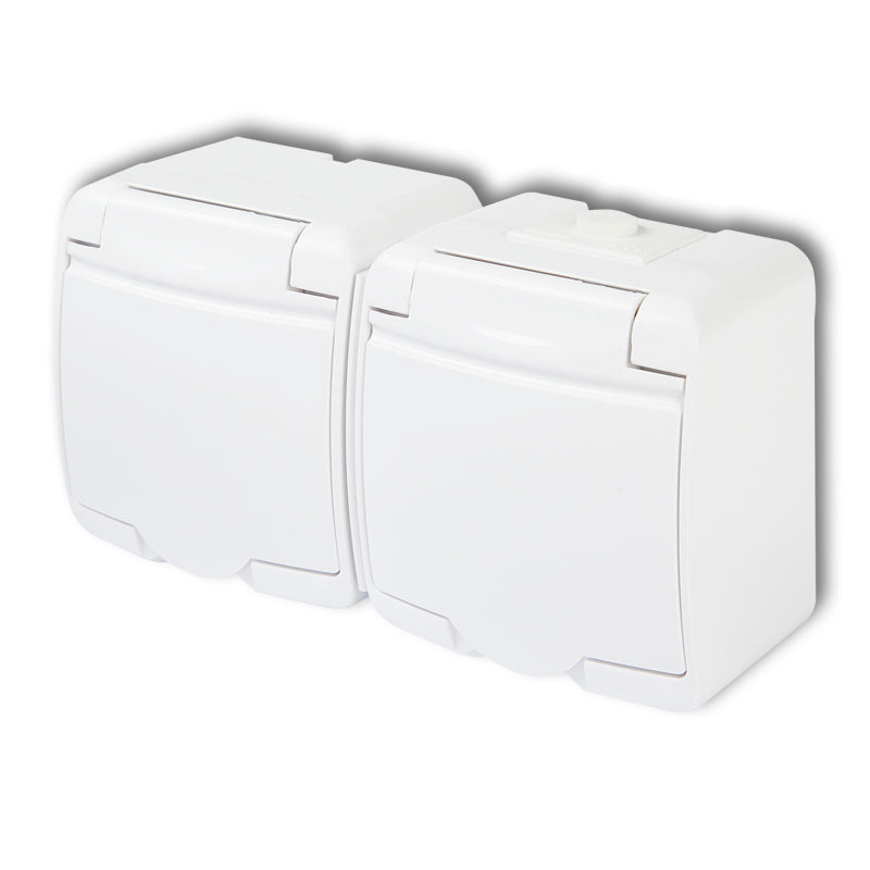 2-vietīga kontaktligzda ar iezemējumu SCHUKO 2x(2P+Z) (balta atloka; bez slēģiem)