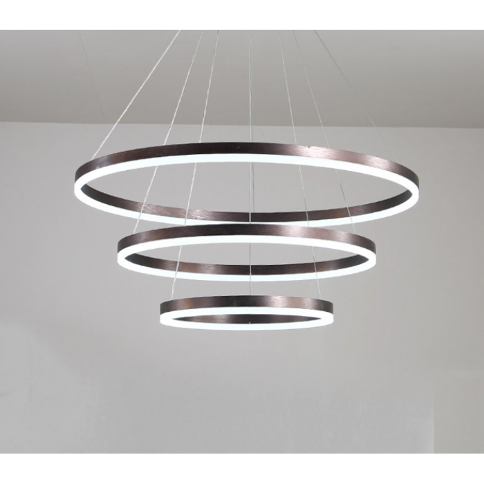 60W (4800Lm) LED 3-kohaline ümmargune laevalgusti, IP20, kohvi pruun, dimmerdatav, kaugjuhtimispuldiga, 2700K-6000K, 1) Ø200mm*40↕mm 2) Ø400mm*40↕mm 3) Ø600mm*40↕mm