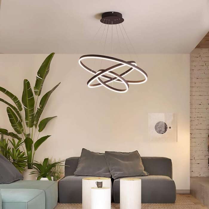 60W (4800Lm) LED 3-kohaline ümmargune laevalgusti, IP20, kohvi pruun, dimmerdatav, kaugjuhtimispuldiga, 2700K-6000K, 1) Ø200mm*40↕mm 2) Ø400mm*40↕mm 3) Ø600mm*40↕mm