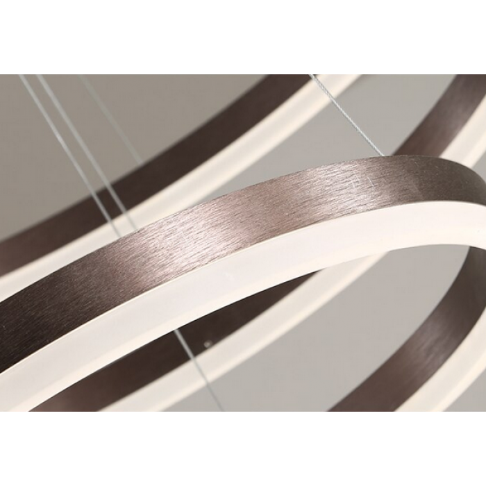 60W(4800Lm) LED 3 riņķu apaļš griestu gaismeklis, IP20, kafijas brūns, dimmējams, ar tālvadības pulti, 2700K-6000K, 1) Ø200mm*40↕mm 2) Ø400mm*40↕mm 3) Ø600mm*40↕mm