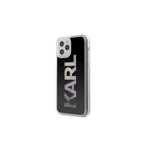 Karl Lagerfelds iPhone 12 / iPhone 12 Pro 6,1"KLHCP12MKLMLBK melns cietais korpuss Karl Logo Glitter