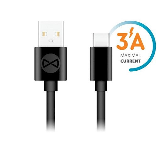 Forever kabelis USB - USB-C 1,0 m 3A melns