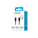 Forever kabelis USB-C - USB-C 1,0 m 3A melns