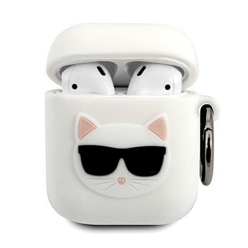 Karl Lagerfeld vāciņš priekš AirPods KLACA2SILCHBK balts Silicone Choupette
