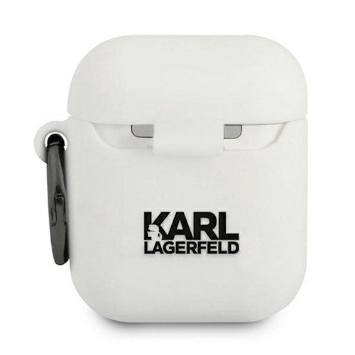 Karl Lagerfeldi kate AirPodidele KLACA2SILCHBK valge Silikoonist Choupette'ile