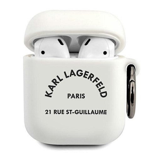 Karl Lagerfeld vāciņš priekš AirPods KLACA2SILCHBK balts Silicone RSG