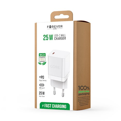 Forever CORE SMART PD sienas lādētājs 1xUSB-C 25W