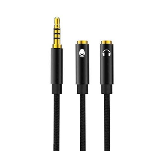 XO audio kabelis 2in1 NB-R197 3,5 mm ligzda - ligzda 3,5 mm ligzda / mikrofons 0,23 m melns