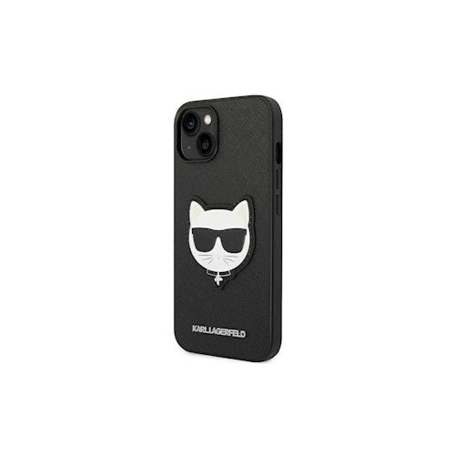 Karl Lagerfeld maciņš iPhone 14 Pro Max 6,7" KLHCP14XSAPCHK melns PU Saffiano maciņš ar Choupette Head Patch