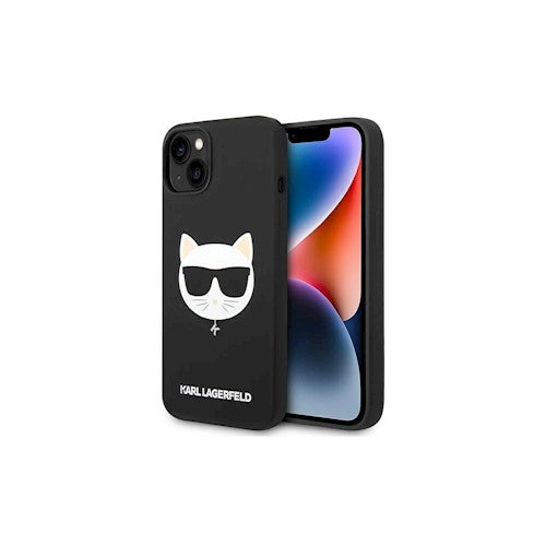 Karl Lagerfeld case for iPhone 14 Pro Max 6.7" KLHMP14XSLCHBK hard case, black silicone Choupette Head Magsafe