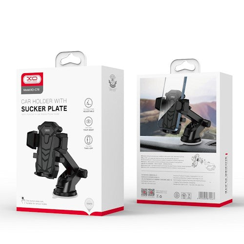 XO auto viedierīču turētājs C76 melns ar piesūcekni