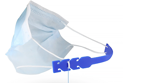 Silicone buckle strap for face mask - set of 3 blue