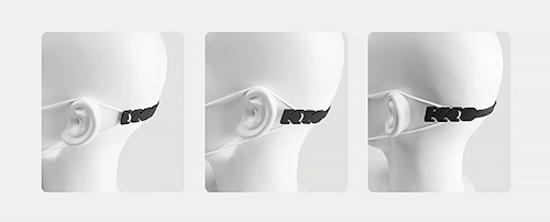 Silicone buckle strap for face mask - set of 3 blue