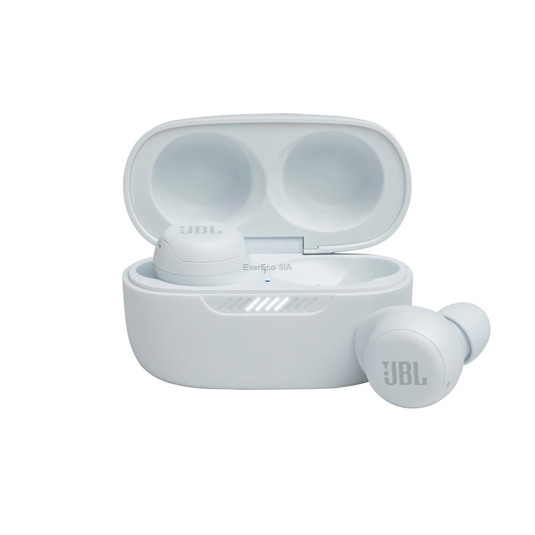 Беспроводные наушники JBL Bluetooth 5.1 с шумоподавлением LIVE FREE NC+TWS, 20 Гц - 20 кГц, IPX7, совместимость с Apple Siri, Google Assistant, Amazon Alexa, USB-C, насадки для наушников, кабель для зарядки, зарядный кейс, белый