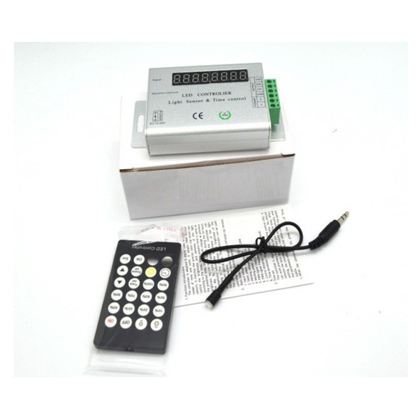 Программируемый контроллер светодиодной ленты 12-24V 144W 12A с пультом ДУ 24 кнопки, ИК-частота, с датчиком освещенности