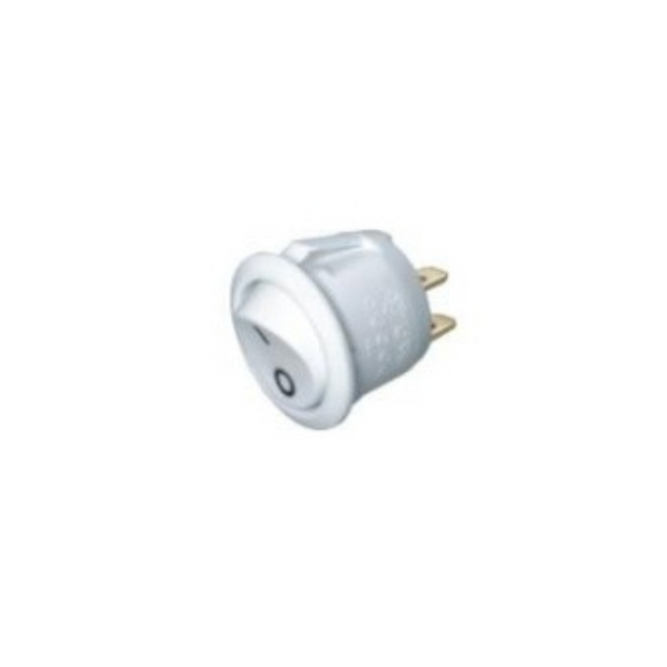 Switch round white ON-OFF, fixed, 2k. 6A/250Vac, Ø19.8mm, SPST, RoHS