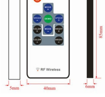 LED-styrenhet/dimmer för RGB-remsor, trådlös, fjärrkontroll, 10 knappar, 12- 24V, RF