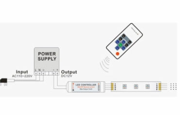 LED-styrenhet/dimmer för RGB-remsor, trådlös, fjärrkontroll, 10 knappar, 12- 24V, RF