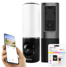 EZVIZ facade outdoor 2K+ resolution light-video camera LC3 with people detection and two-way audio, 32GB eMMC built-in memory