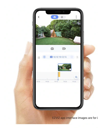 EZVIZ facade outdoor 2K+ resolution light-video camera LC3 with people detection and two-way audio, 32GB eMMC built-in memory