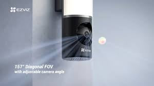 EZVIZ facade outdoor 2K+ resolution light-video camera LC3 with people detection and two-way audio, 32GB eMMC built-in memory