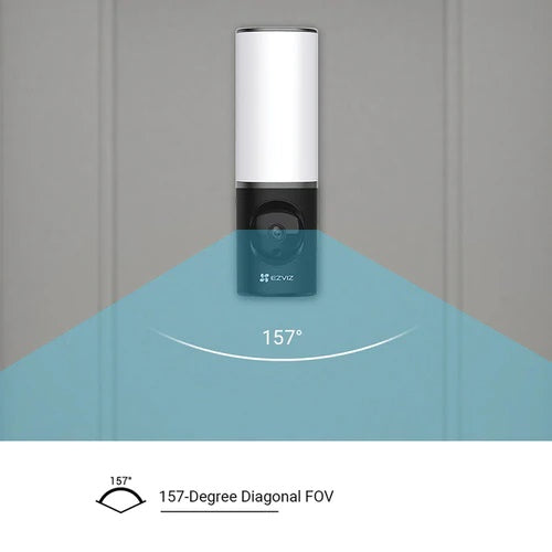 EZVIZ facade outdoor 2K+ resolution light-video camera LC3 with people detection and two-way audio, 32GB eMMC built-in memory